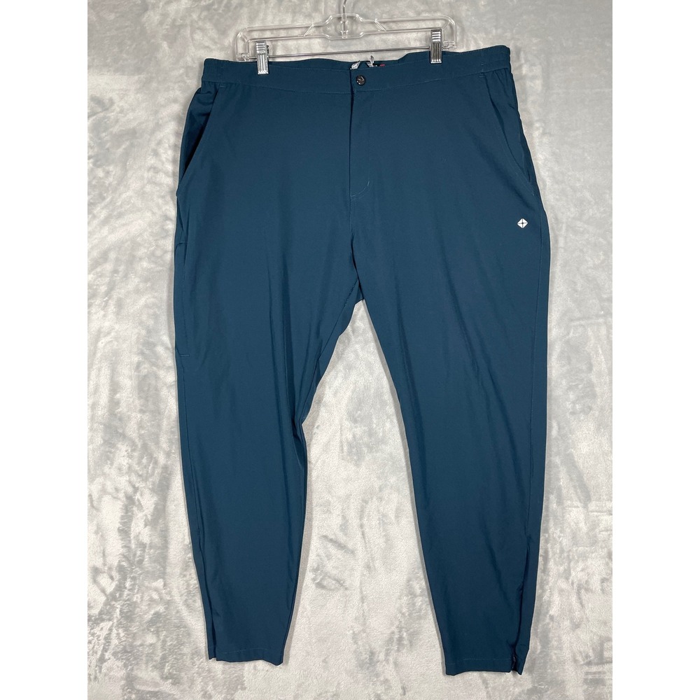 Thousand Miles All Day Pants Mens XXL Teal Blue Tapered Stretch Travel Trousers